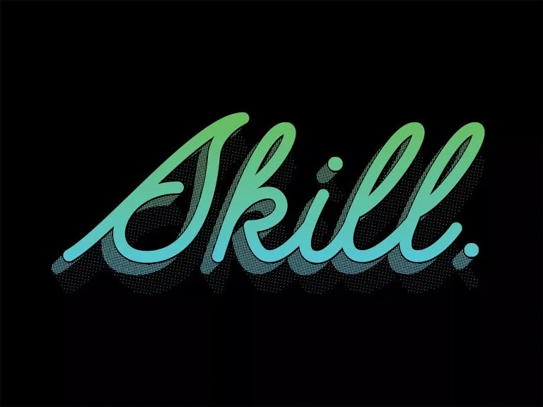 Cursive Gradient Neon Blue Green Shadow Typography Design