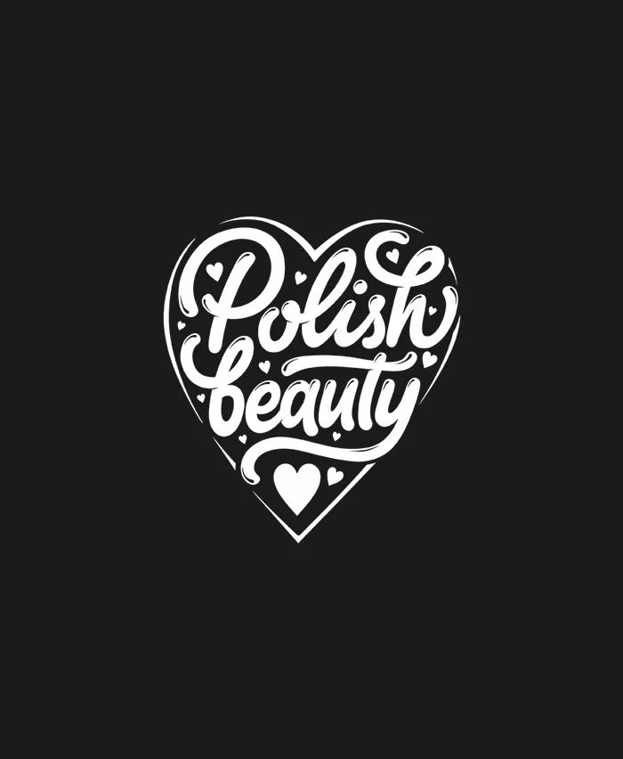Curved Script White Heart Black Background Typography Design