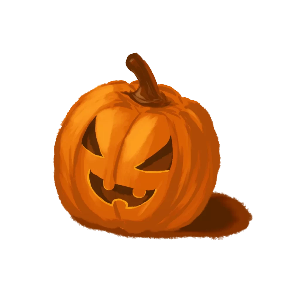 cute orange black carved face stem brown