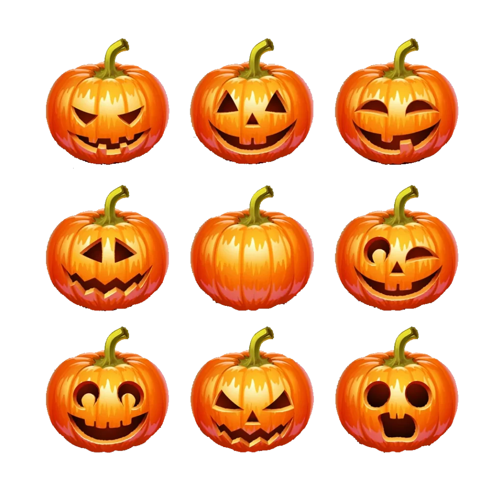 cute orange black carved face stem purple
