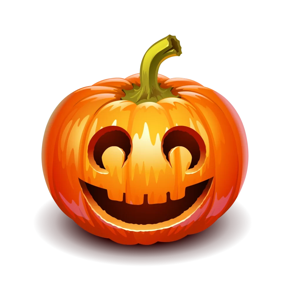 cute orange black carved face stem red