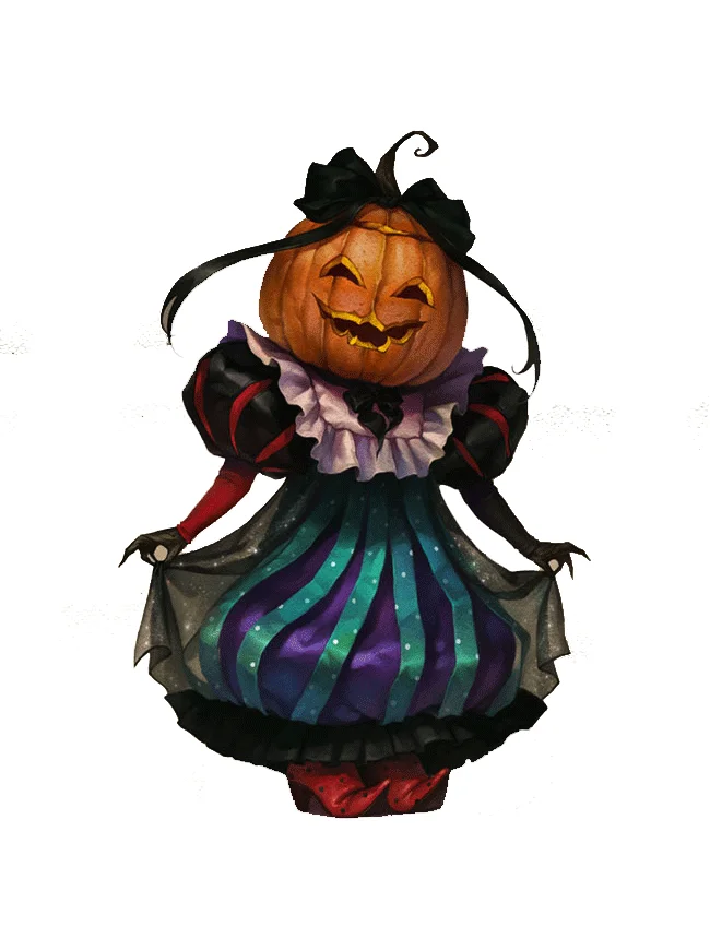 cute orange black white purple green golden carved face