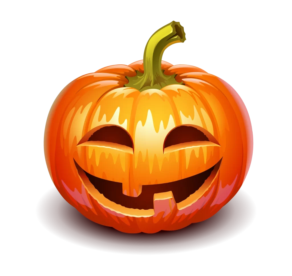 cute orange carved face stem green