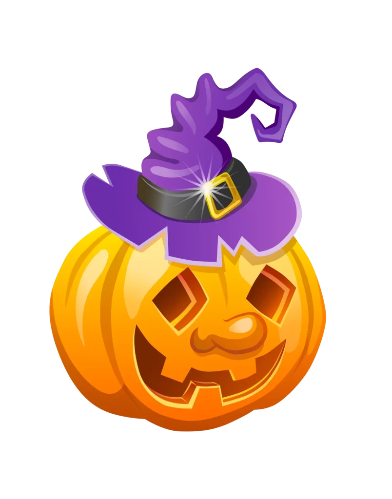 cute orange purple black hat carved face glowing