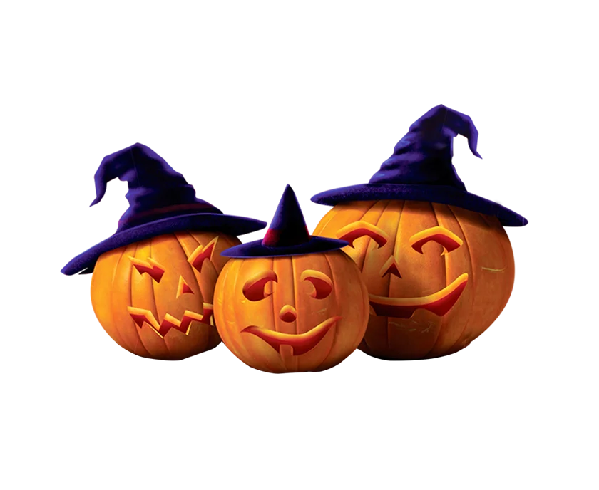 cute orange purple carved face hat glowing