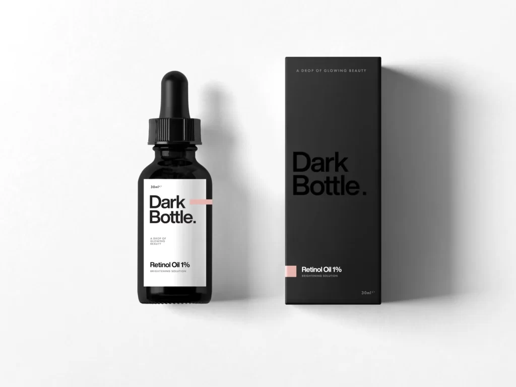 Dark Bottle Black Retinol Oil Minimalist Design