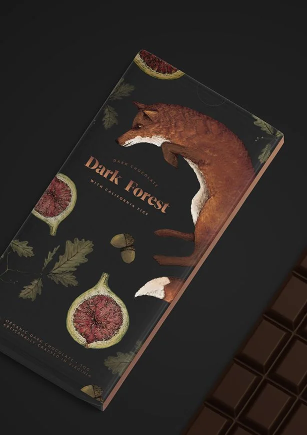 Dark Chocolate Dark Forest Figs Artisanal Brown Illustration