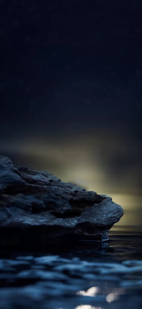 Dark Rock Ocean Night Sky Reflection