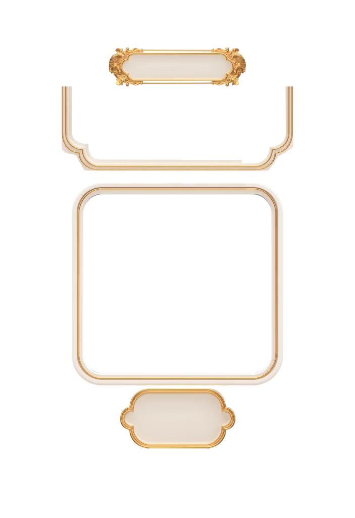 Decorative Frames Gold Trim White Background
