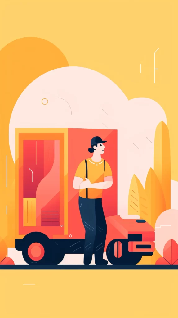 Delivery Red Yellow Abstract Flat