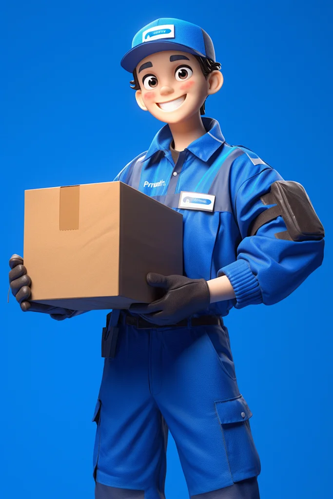 Delivery Uniform Blue Gloves Box Logo