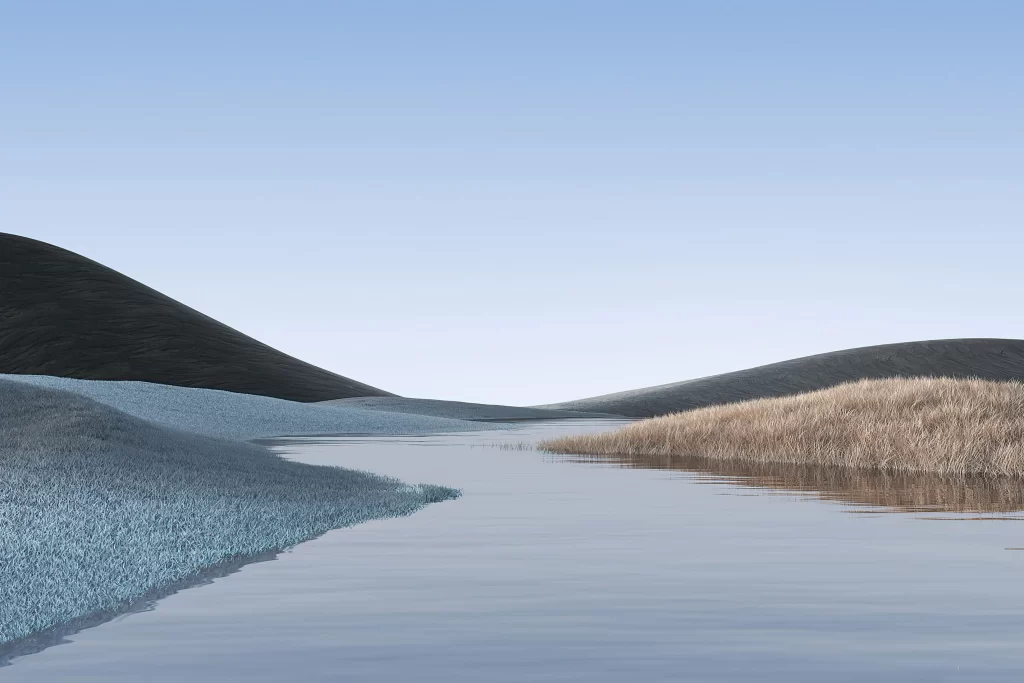 Desert Landscape Hills Water Reflection