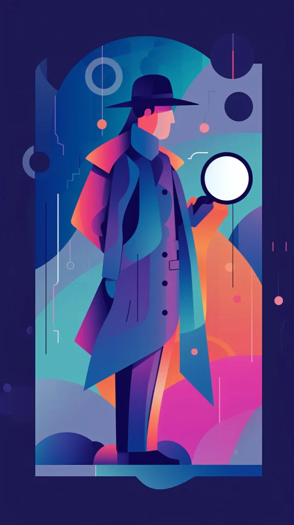 Detective Blue MagnifyingGlass Flat Illustration Modern