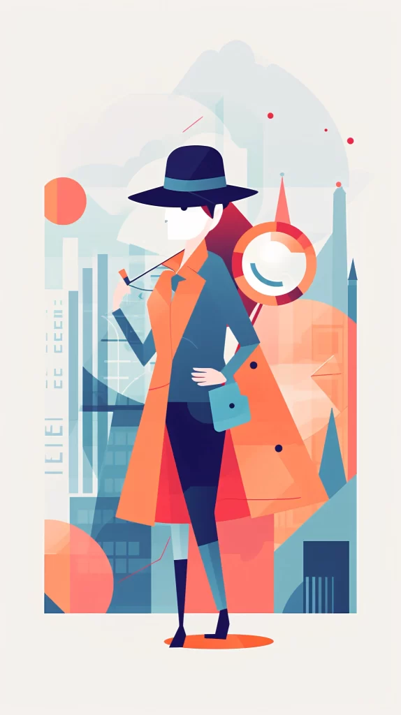 Detective Blue Orange Abstract Vector Illustration