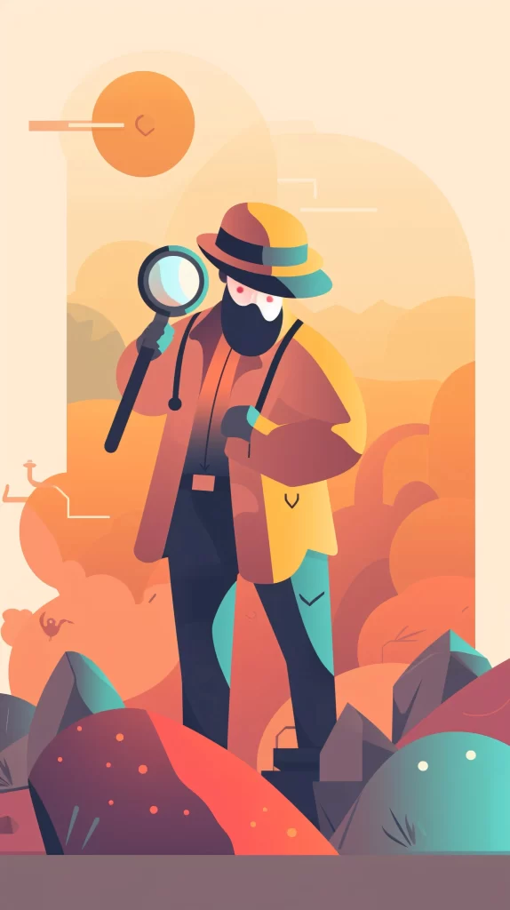 Detective Orange Magnifying Glass Flat Illustration neutral Modern
