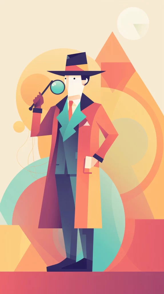 Detective Red Hat MagnifyingGlass Flat Illustration Modern