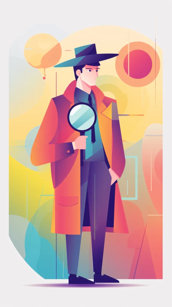 Detective Red Hat Magnifying Glass Flat Illustration Modern