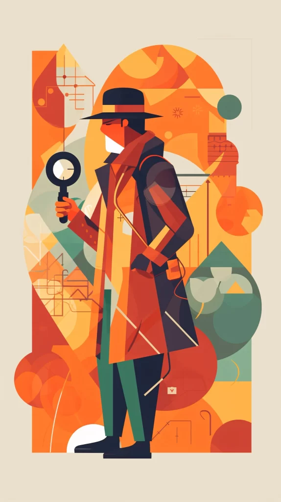 Detective Red Magnifying Glass Abstract Geometric
