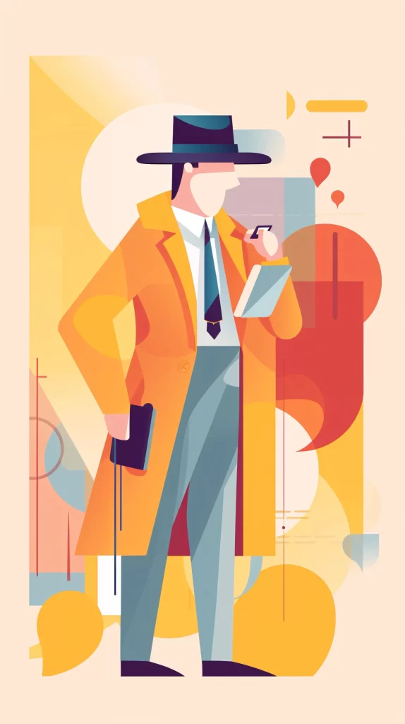 Detective Yellow Blue Hat Flat Illustration neutral Modern