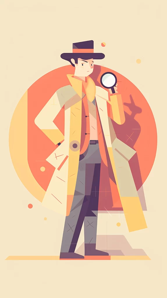 Detective Yellow Magnifying Glass Flat Illustration Modern
