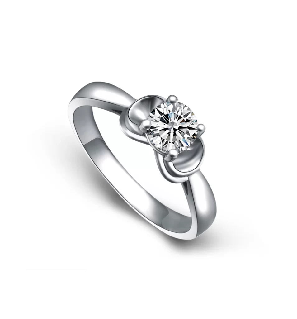 Diamond Ring Silver Band Solitaire Jewelry Sparkle