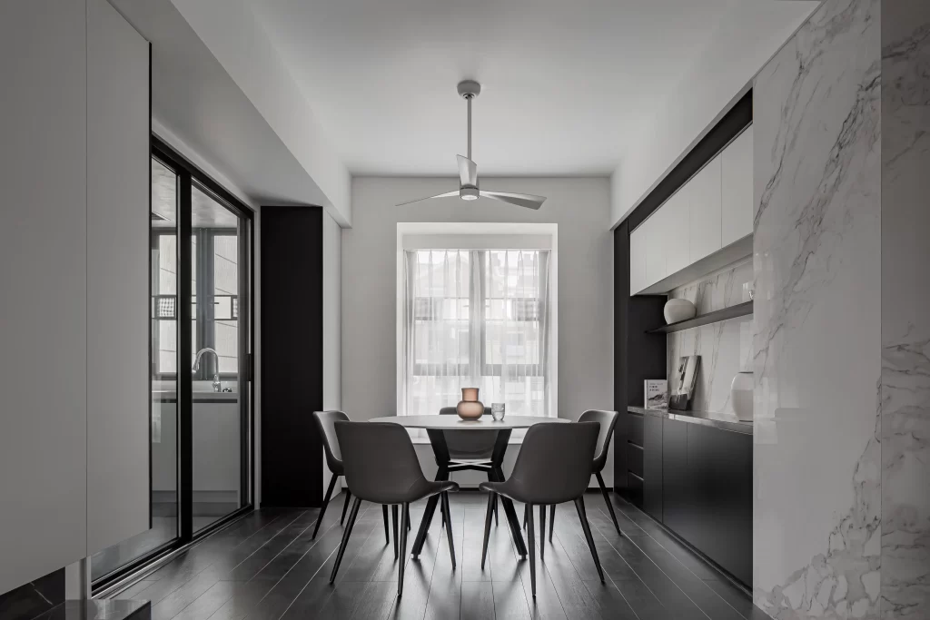 Dining Room Contemporary Black White Marble Minimalist