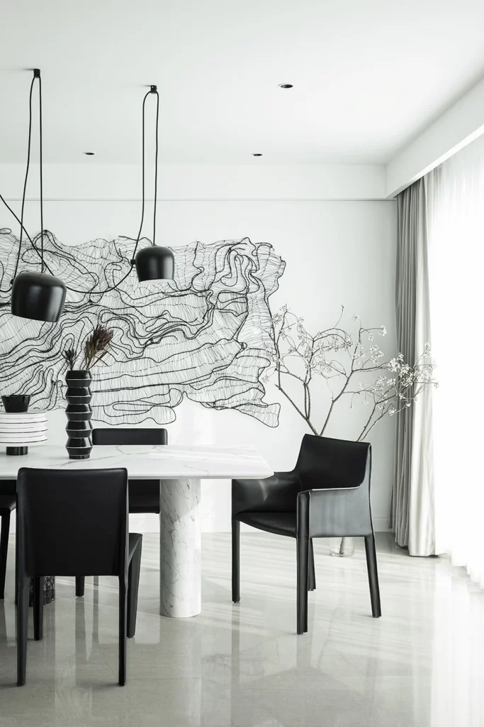 Dining Room Contemporary Black White Minimalist Artistic