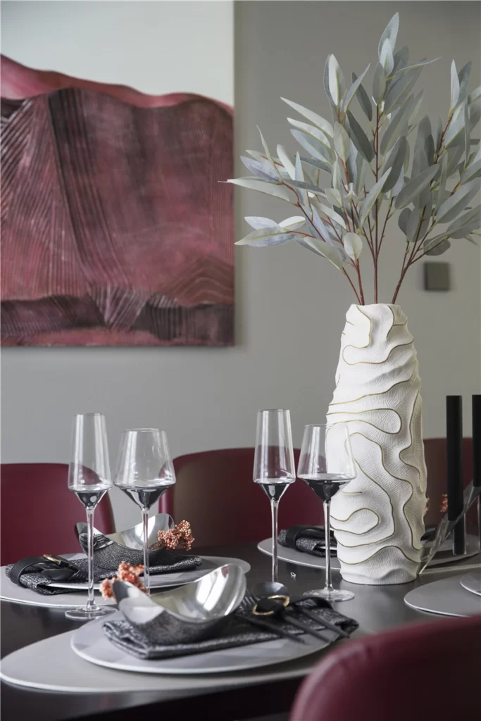 Dining Room Contemporary Elegance Burgundy Black White Gold