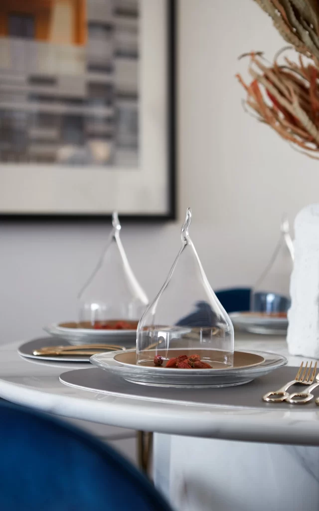 Dining Room Contemporary Elegant White Gold Accents Artistic