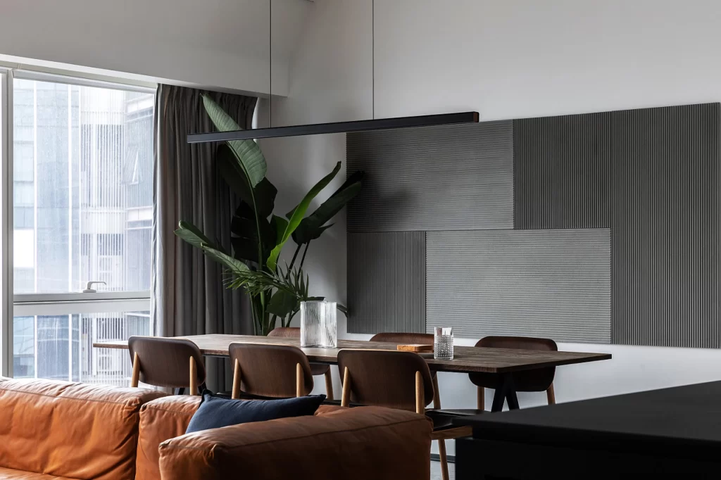 Dining Room Contemporary Neutral Gray Greenery Wood