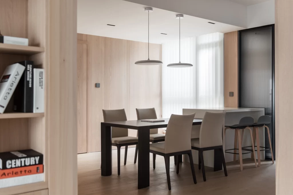 Dining Room Contemporary Neutral Light Wood Minimalist