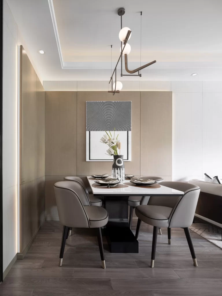 Dining Room Contemporary Taupe Neutral Black White