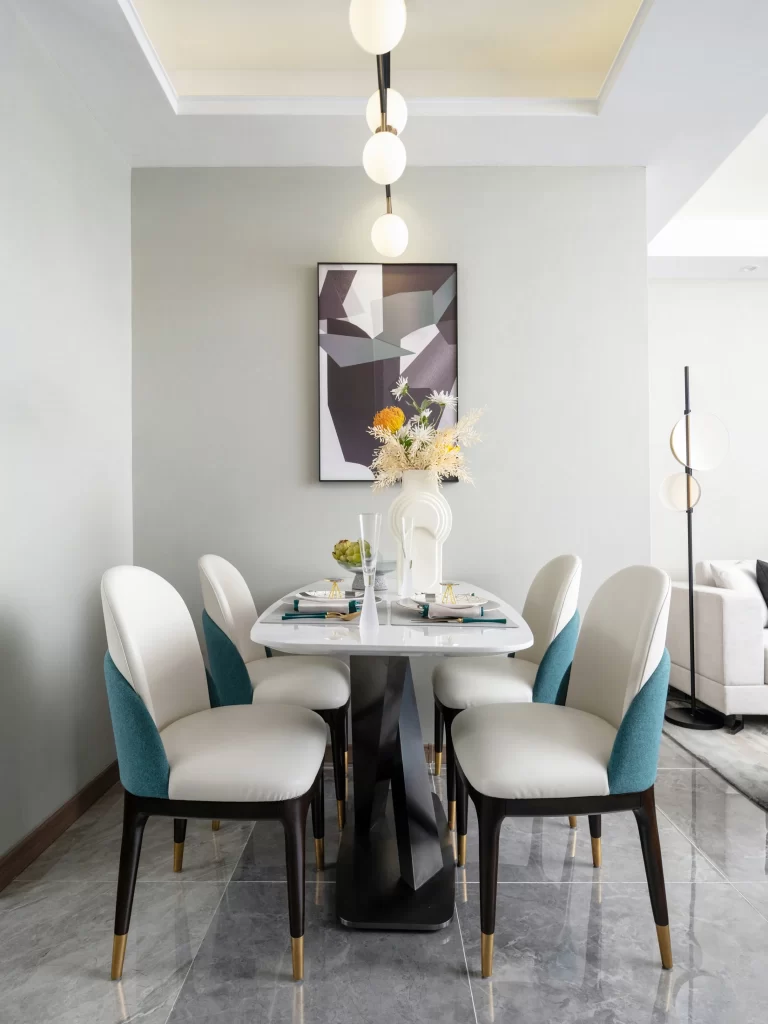 Dining Room Contemporary White Blue Black Gold