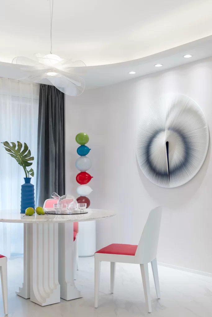 Dining Room Contemporary White Colorful Decorative Artistic