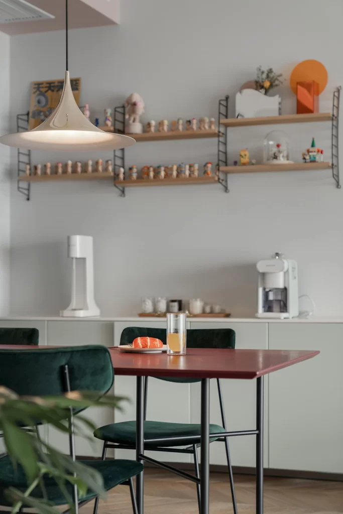 Dining Room Contemporary White Green Red Black