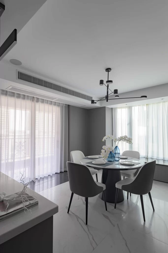 Dining Room Contemporary White Grey Minimalist Modern