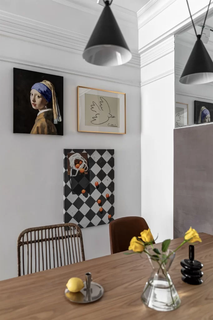 Dining Room Contemporary White Neutral Wood Artistic