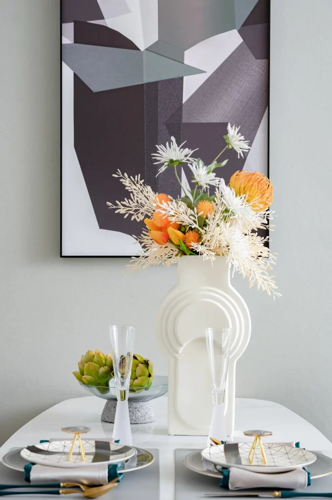 Dining Room Modern White Neutral Artistic Vase