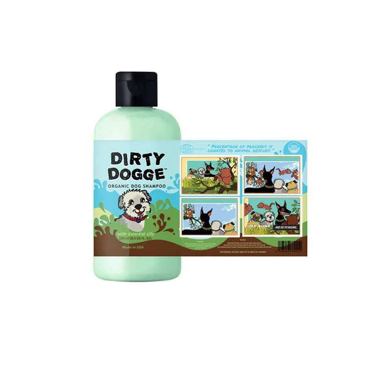 Dirty Doge Dog Shampoo Organic Essential Oils Cartoon Blue Green