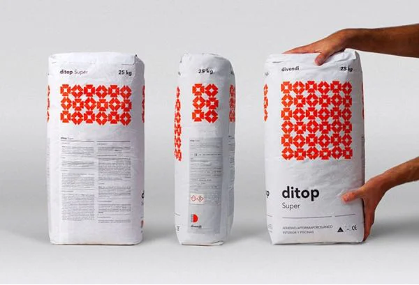 Ditop Super Cement White Red Geometric Pattern