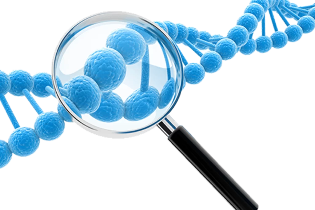 DNA Helix Blue Molecular Structure Magnifying Glass