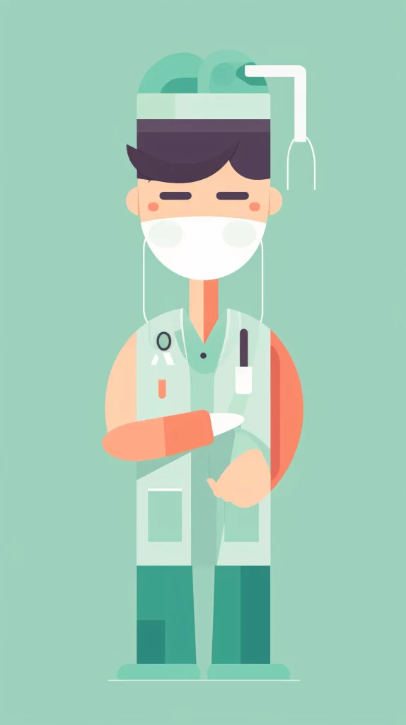 Doctor Green Mask Scalpel Flat Illustration Modern