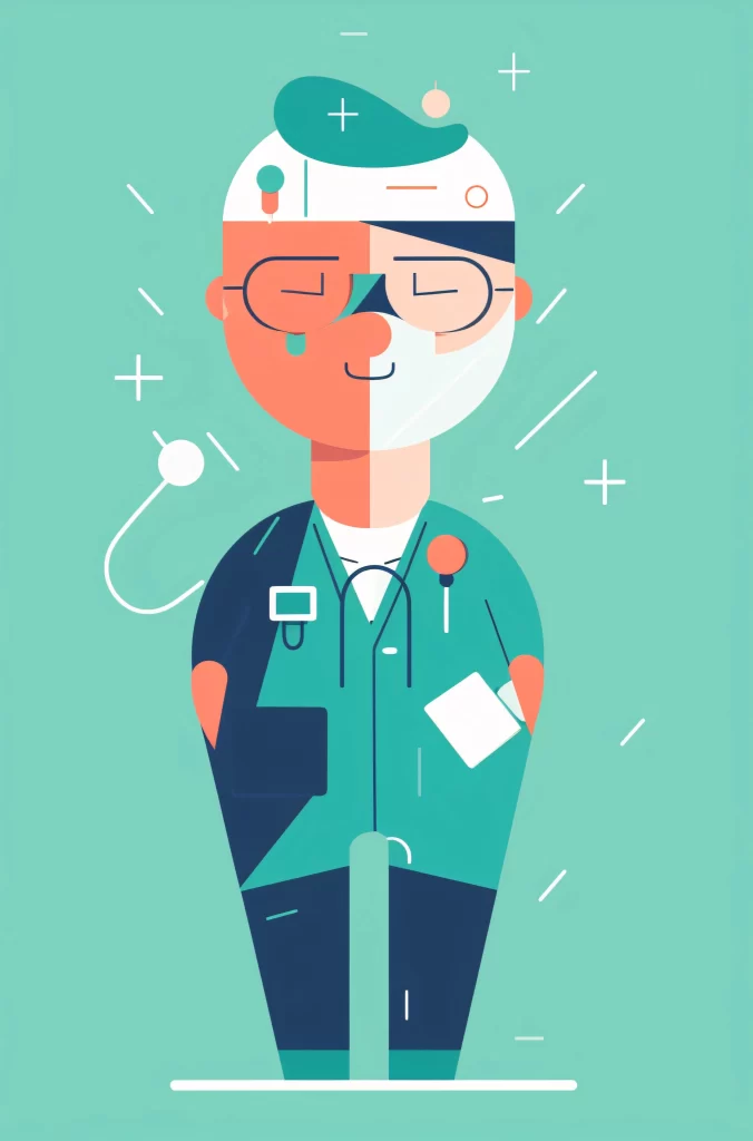 Doctor Green Scrubs Stethoscope Flat Illustration Modern