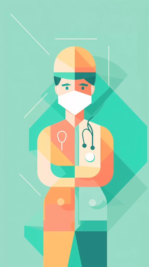 Doctor Green Stethoscope Flat Illustration Modern
