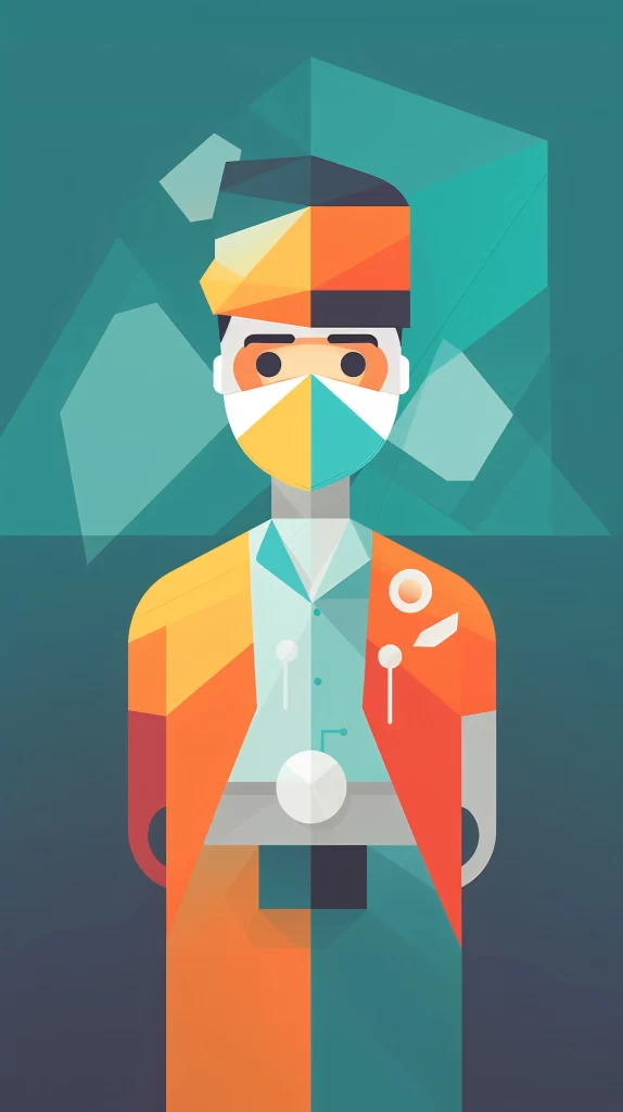 Doctor Orange Mask Flat Illustration Modern