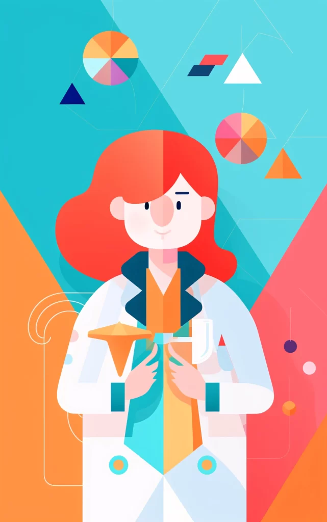 Doctor Red Labcoat Stethoscope Abstract Shapes