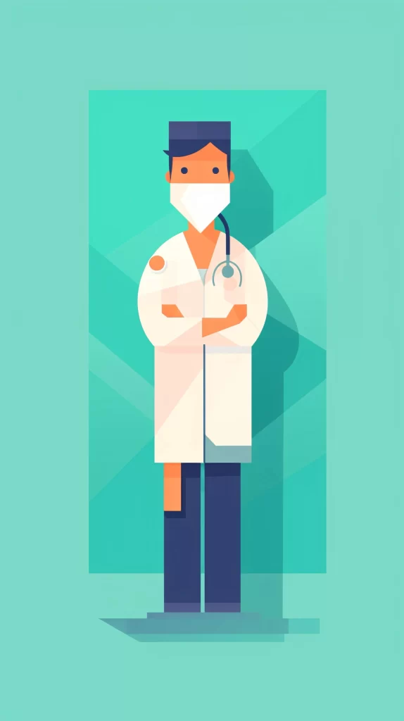 Doctor White Blue Mask Stethoscope Flat Illustration