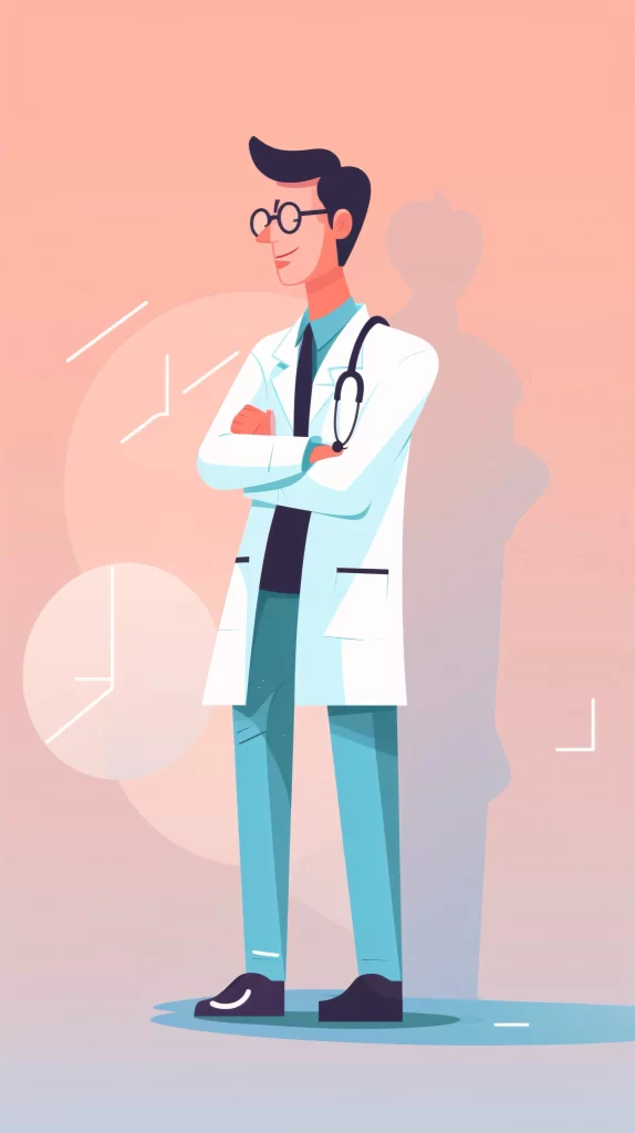 Doctor White Blue Stethoscope Flat neutral Illustration