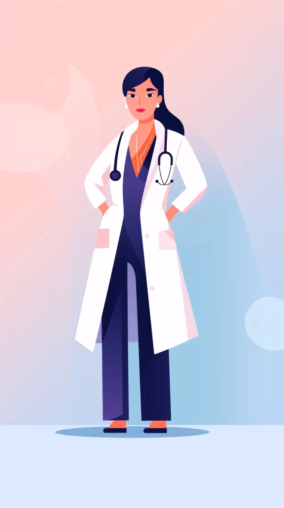 Doctor White Blue Stethoscope Flat Illustration