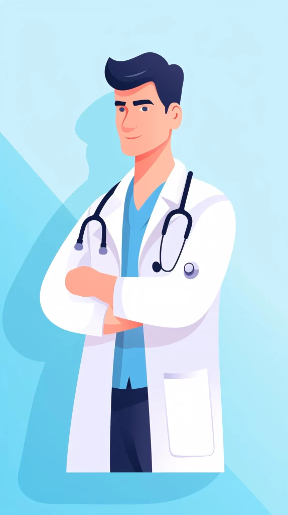 Doctor White Blue Stethoscope Flat neutral Illustration